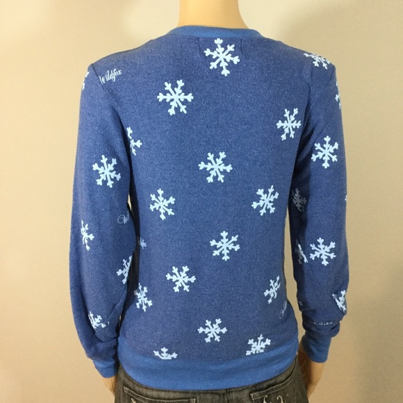 Wildfox Blue Snowflake Print Baggy Beach Jumper - Picture 2 of 5